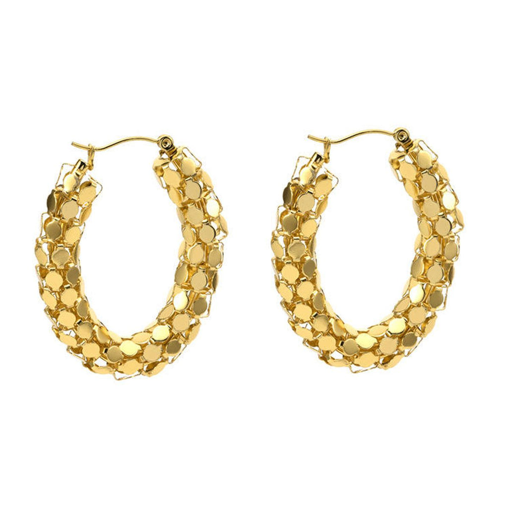 Chunky Oval 18K Gold Stainless Steel Anti Tarnish Hoop Earring Bulk