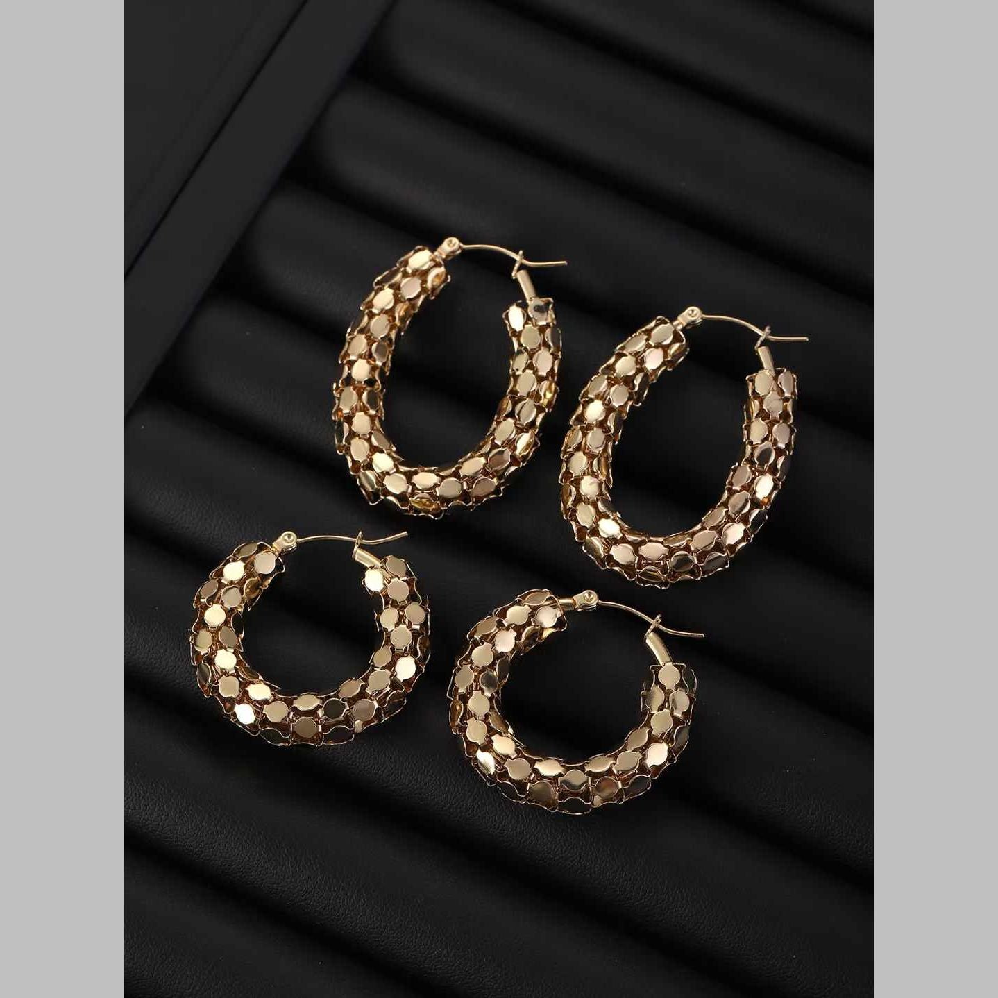 Chunky Oval 18K Gold Stainless Steel Anti Tarnish Hoop Earring Bulk
