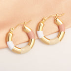 Thick Circle Multi Gold Stainless Steel Anti Tarnish Hoop Earring Bulk