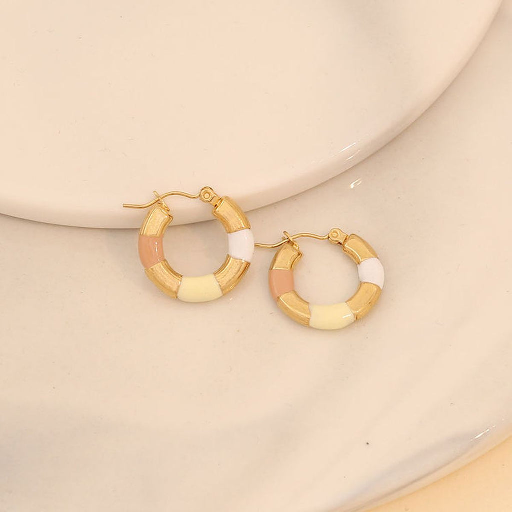 Thick Circle Multi Gold Stainless Steel Anti Tarnish Hoop Earring Bulk