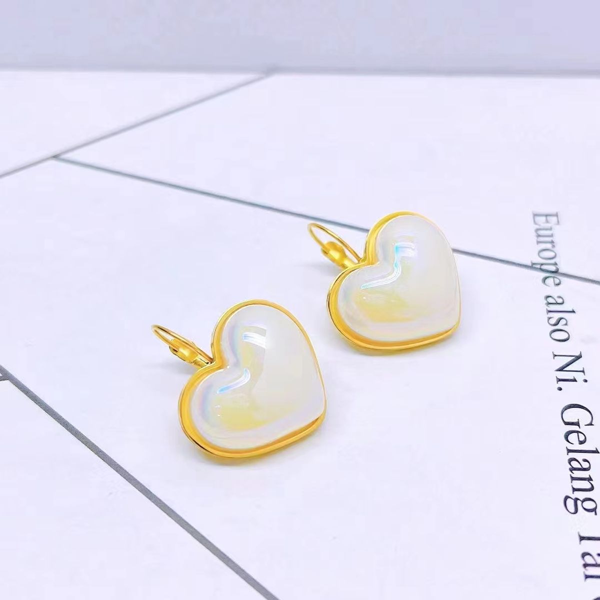 Heart Pearl White Gold Stainless Steel Anti Tarnish Stud Earring Bulk