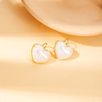 Heart Pearl White Gold Stainless Steel Anti Tarnish Stud Earring Bulk