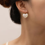 Heart Pearl White Gold Stainless Steel Anti Tarnish Stud Earring Bulk
