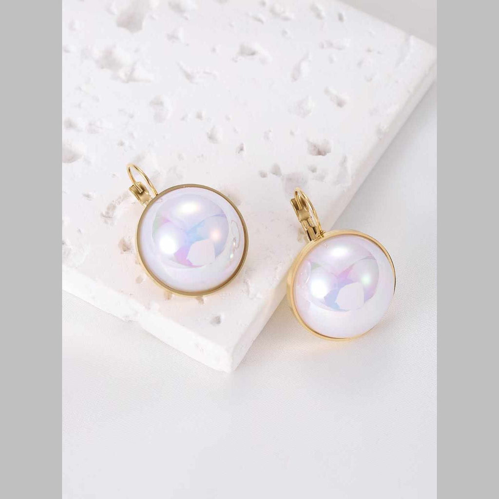 Heart Pearl White Gold Stainless Steel Anti Tarnish Stud Earring Bulk