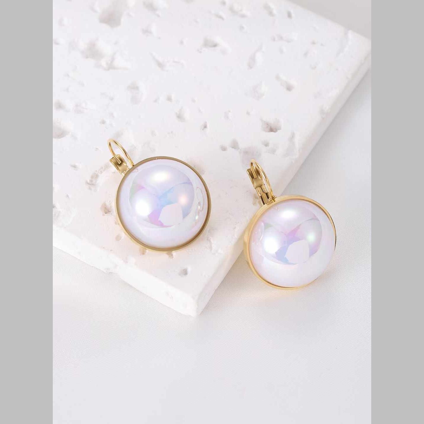 Heart Pearl White Gold Stainless Steel Anti Tarnish Stud Earring Bulk