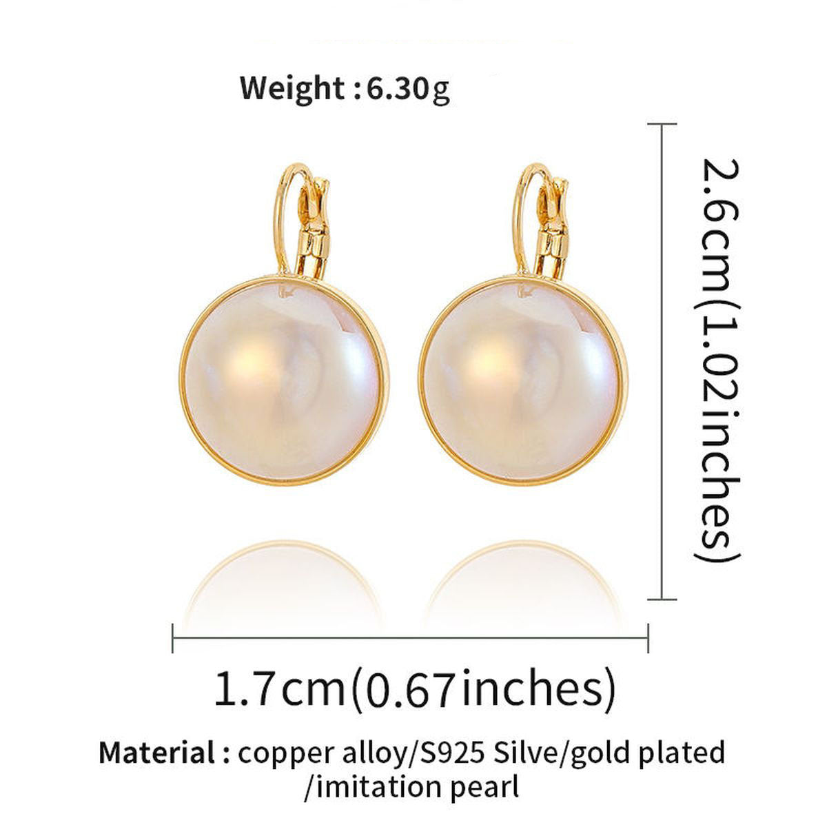 Heart Pearl White Gold Stainless Steel Anti Tarnish Stud Earring Bulk