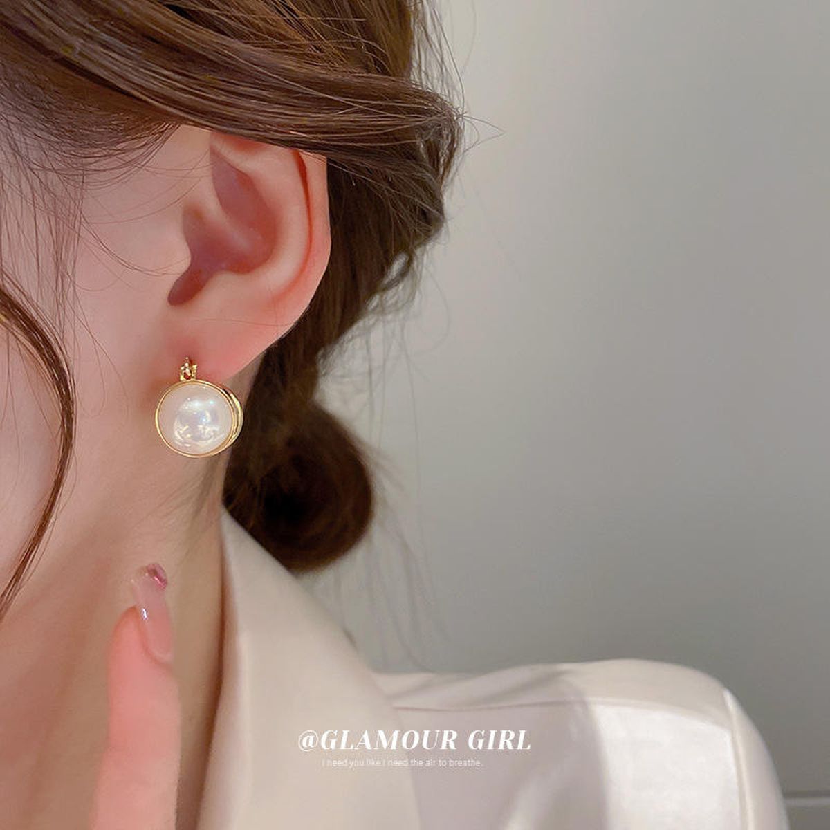 Heart Pearl White Gold Stainless Steel Anti Tarnish Stud Earring Bulk
