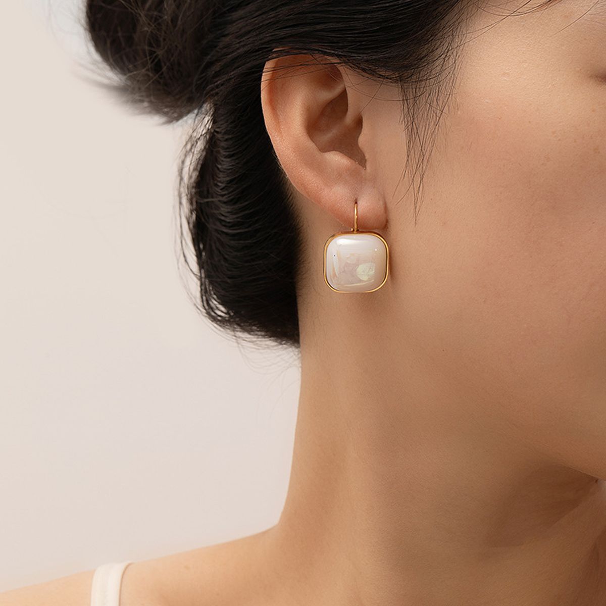 Heart Pearl White Gold Stainless Steel Anti Tarnish Stud Earring Bulk