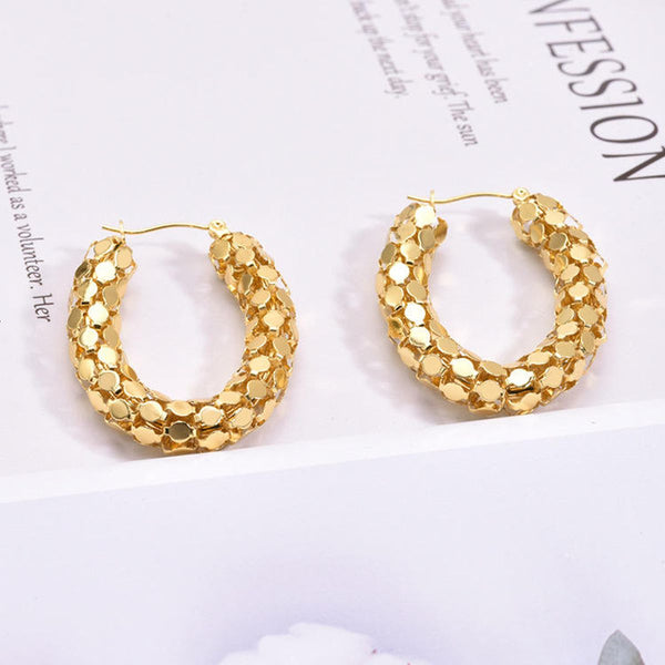 Chunky Round 18K Gold Stainless Steel Anti Tarnish Hoop Earring Bulk Main image