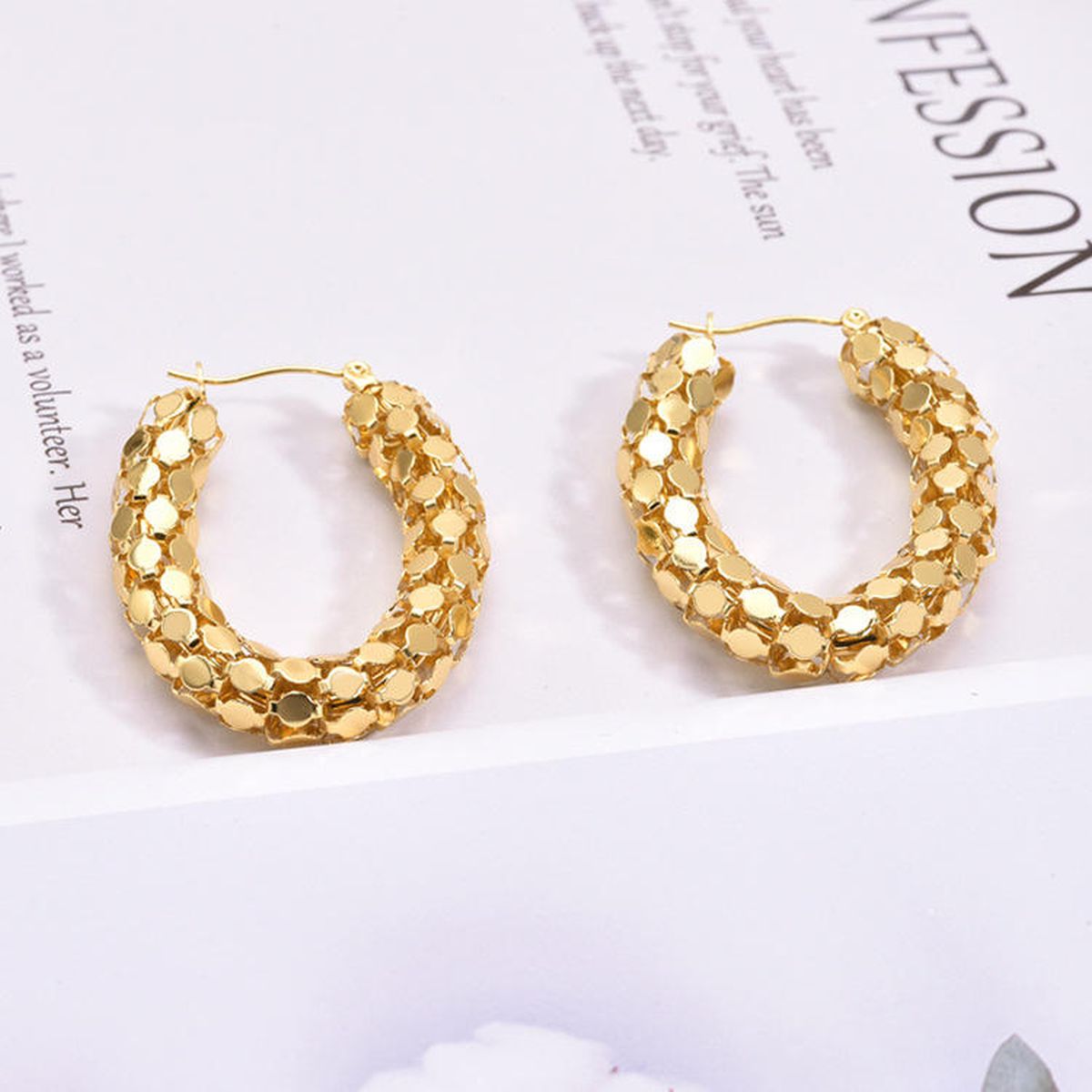 Chunky Round 18K Gold Stainless Steel Anti Tarnish Hoop Earring Bulk