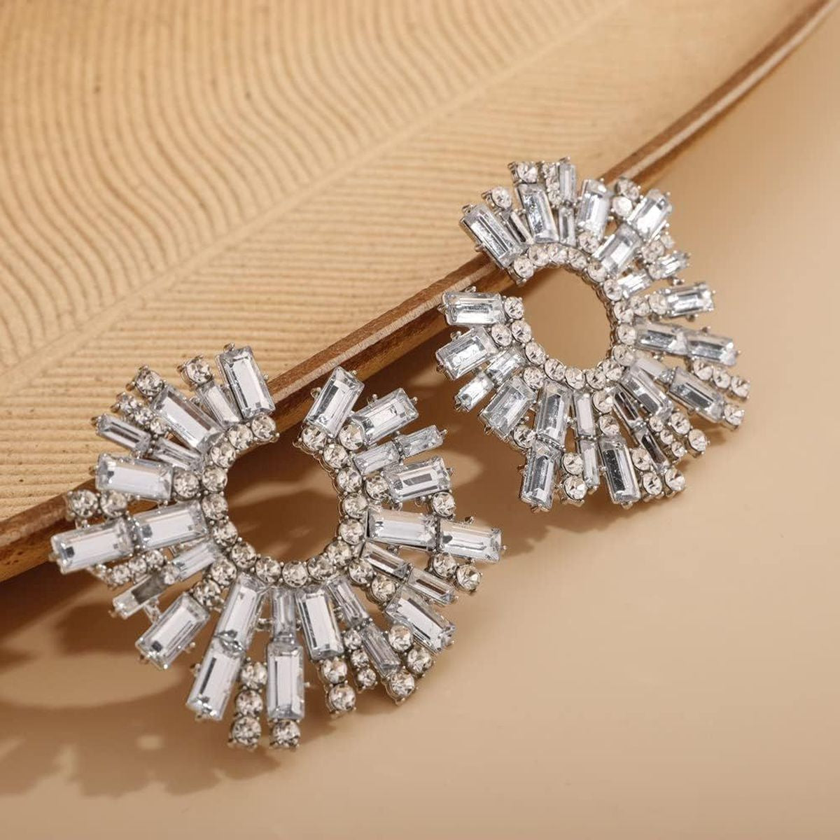 Statement Baguette Cubic Zirconia Silver Alloy Dangler Earring Bulk