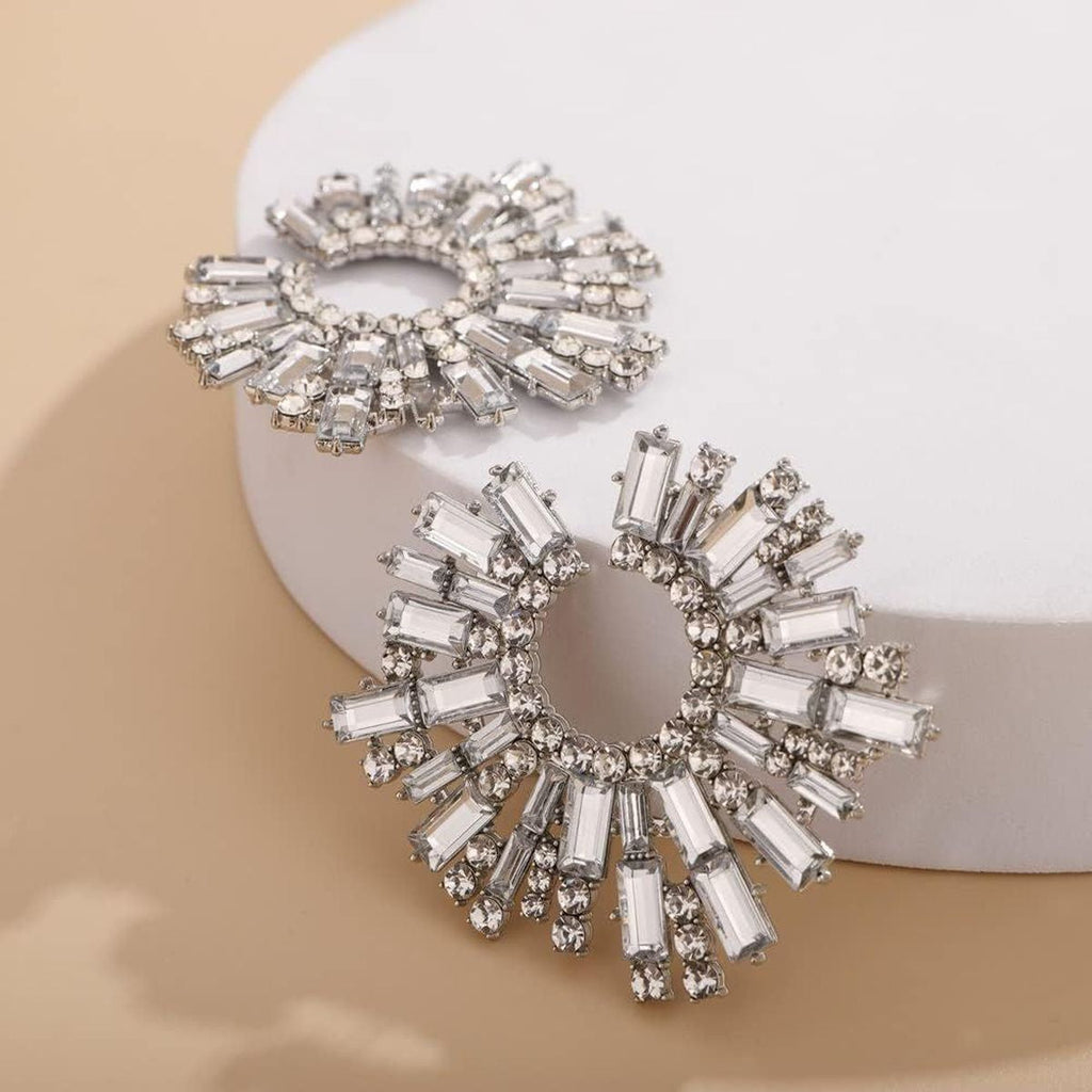 Statement Baguette Cubic Zirconia Silver Alloy Dangler Earring Bulk