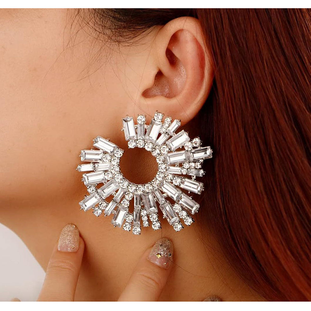 Statement Baguette Cubic Zirconia Silver Alloy Dangler Earring Bulk