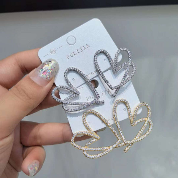 Heart Cubic Zirconia 18K Gold Anti Tarnish Dangler Stud Earring Bulk Main image