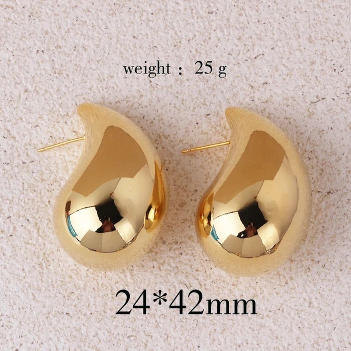 Tear Drop 18K Gold Anti Tarnish Stud Earring For Women Bulk