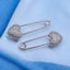 Safety Pin Heart Cubic Zirconia Silver Anti Tarnish Stud Earring Bulk