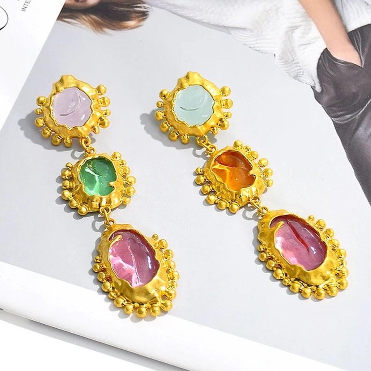 Spring Fling Crystal Multicolour 18K Gold Alloy Dangler Earring Bulk Main image