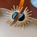 Rising Sun Enamel Black 18K Gold Alloy Dangler Stud Earring Women Bulk