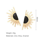 Rising Sun Enamel Black 18K Gold Alloy Dangler Stud Earring Women Bulk