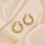 Oval Studded Pearl 18K Gold Anti Tarnish Hoop Earring For Women Bulk