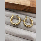 Oval Studded Pearl 18K Gold Anti Tarnish Hoop Earring For Women Bulk