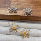 Flower Crystal CZ Crystal 18K Gold Anti Tarnish Stud Earring Bulk