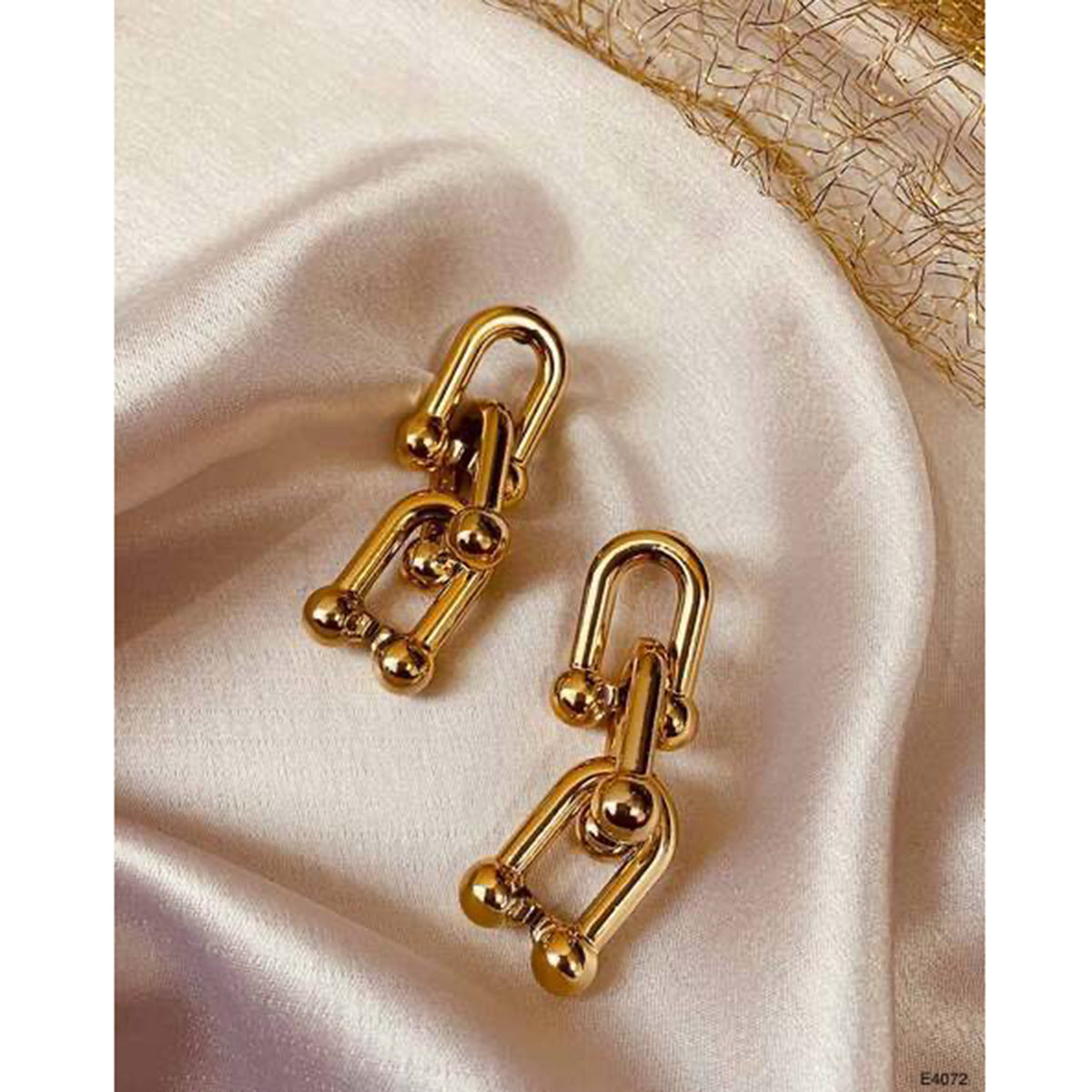 Joint Link Stainless Steel Gold Anti Tarnish Dangler Drop Earring Bulk