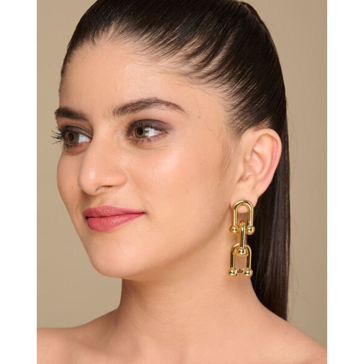 Joint Link Stainless Steel Gold Anti Tarnish Dangler Drop Earring Bulk