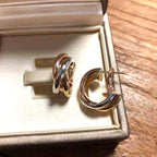Two Tone Cross Over 18K Gold Silver Anti Tarnish Hoop Earring Bulk