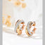Two Tone Cross Over CZ 18K Gold Silver Anti Tarnish Hoop Earring Bulk