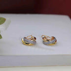 Two Tone Cross Over CZ 18K Gold Silver Anti Tarnish Hoop Earring Bulk