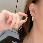 Two Tone Cross Over CZ 18K Gold Silver Anti Tarnish Hoop Earring Bulk