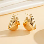 Glossy Pentagon 18K Gold Anti Tarnish Drop Stud Earring For Women
