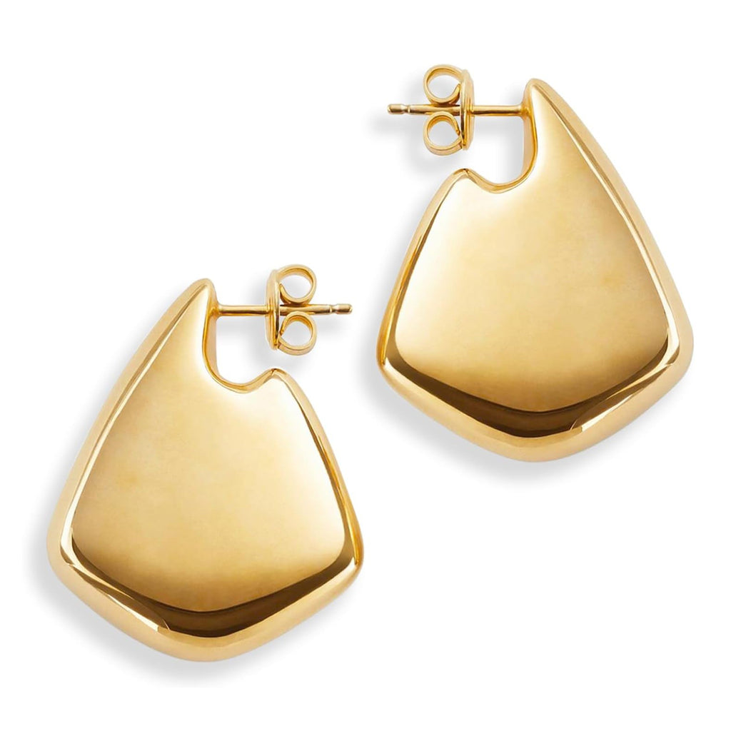 Glossy Pentagon 18K Gold Anti Tarnish Drop Stud Earring For Women