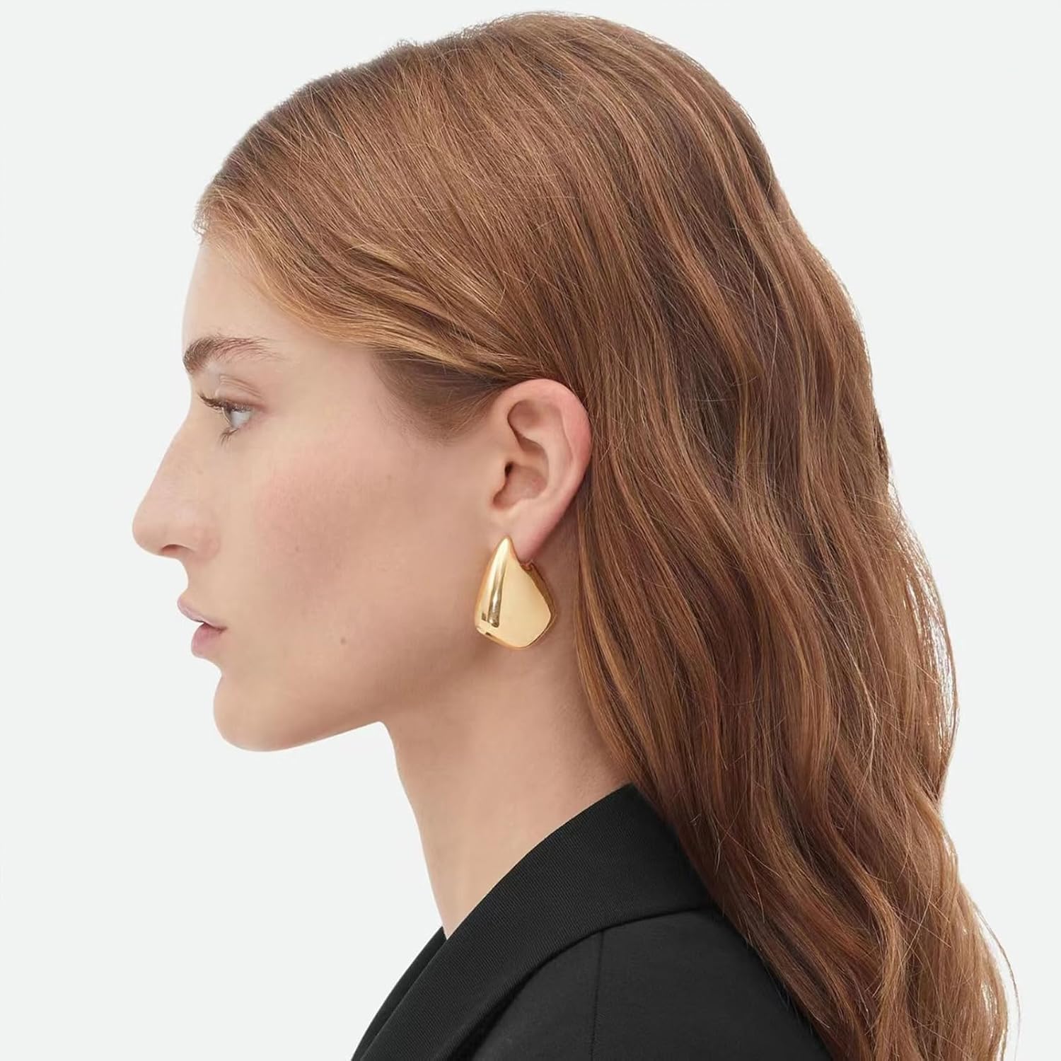 Glossy Pentagon 18K Gold Anti Tarnish Drop Stud Earring For Women Secondary image