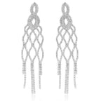 Filigree Solitaire Rhinestone Silver Anti Tarnish Tassel Dangler Earring For Women