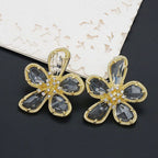 Flower Cubic Zirconia 18K Gold Anti Tarnish Stud Earring Women Bulk