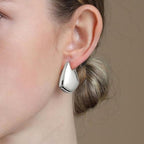 Glossy Pentagon 18K Gold Anti Tarnish Drop Stud Earring For Women