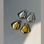 Glossy Pentagon 18K Gold Anti Tarnish Drop Stud Earring For Women