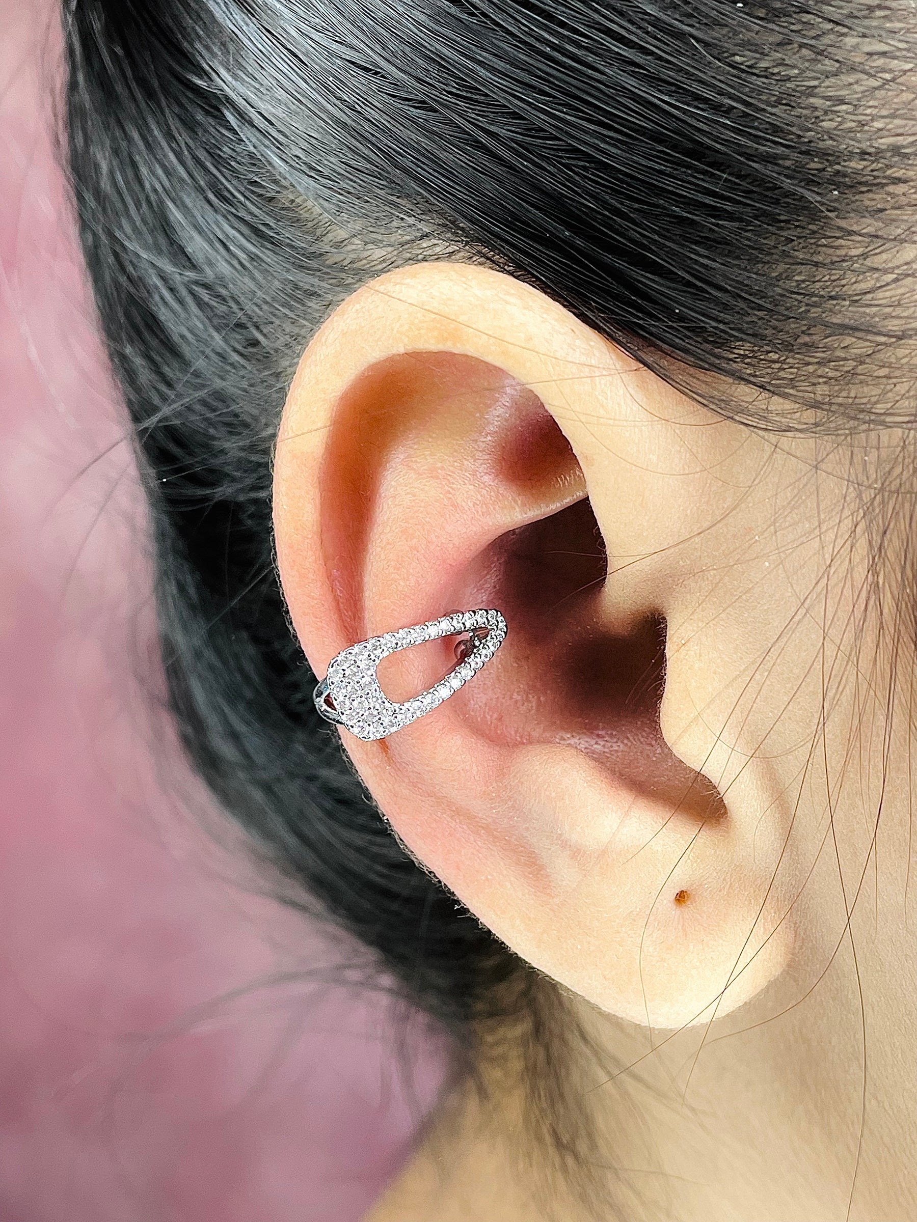 Hair Clip CZ Silver Anti Tarnish Single Ear Cuff Earring Bulk