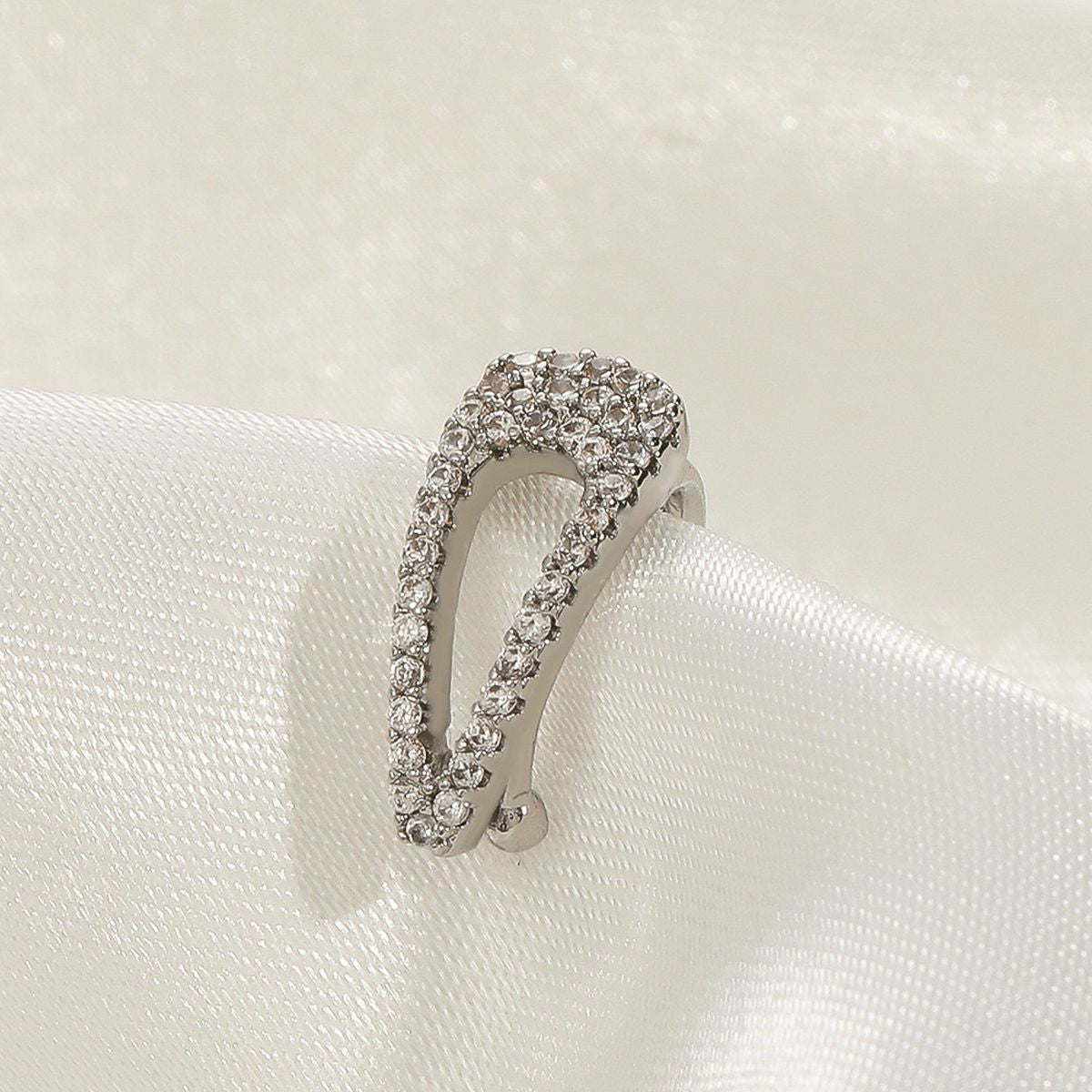 Hair Clip CZ Silver Anti Tarnish Single Ear Cuff Earring Bulk