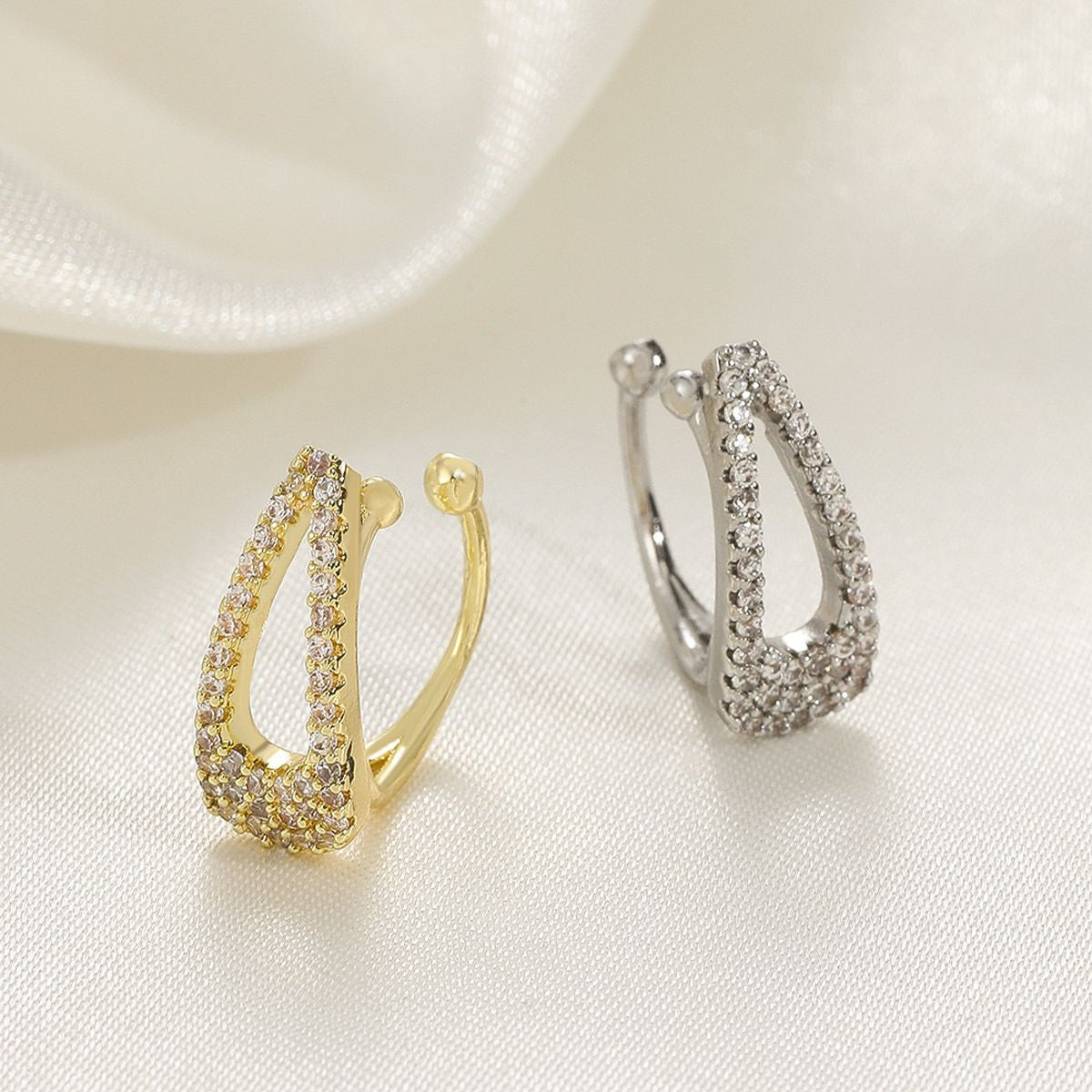 Hair Clip CZ Silver Anti Tarnish Single Ear Cuff Earring Bulk