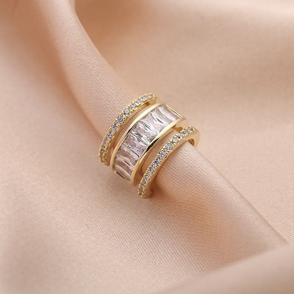 Baguette Layer CZ 18K Gold Anti Tarnish Single Ear Cuff Earring Bulk