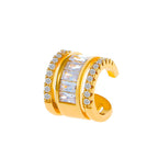 Baguette Layer CZ 18K Gold Anti Tarnish Single Ear Cuff Earring Bulk