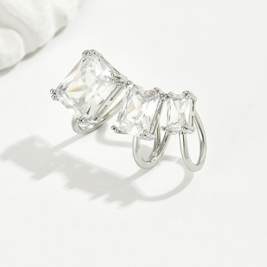 Baguette Solitaire CZ Silver Anti Tarnish Single Ear Cuff Earring Bulk