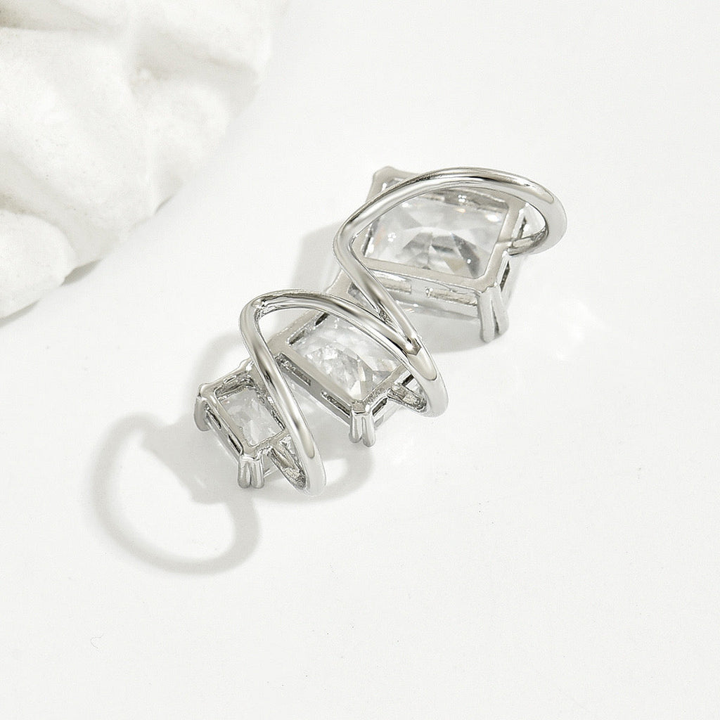 Baguette Solitaire CZ Silver Anti Tarnish Single Ear Cuff Earring Bulk