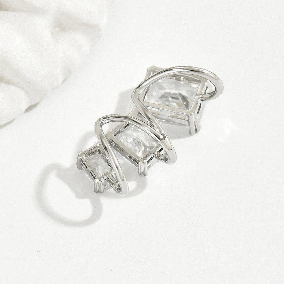 Baguette Solitaire CZ Silver Anti Tarnish Single Ear Cuff Earring Bulk
