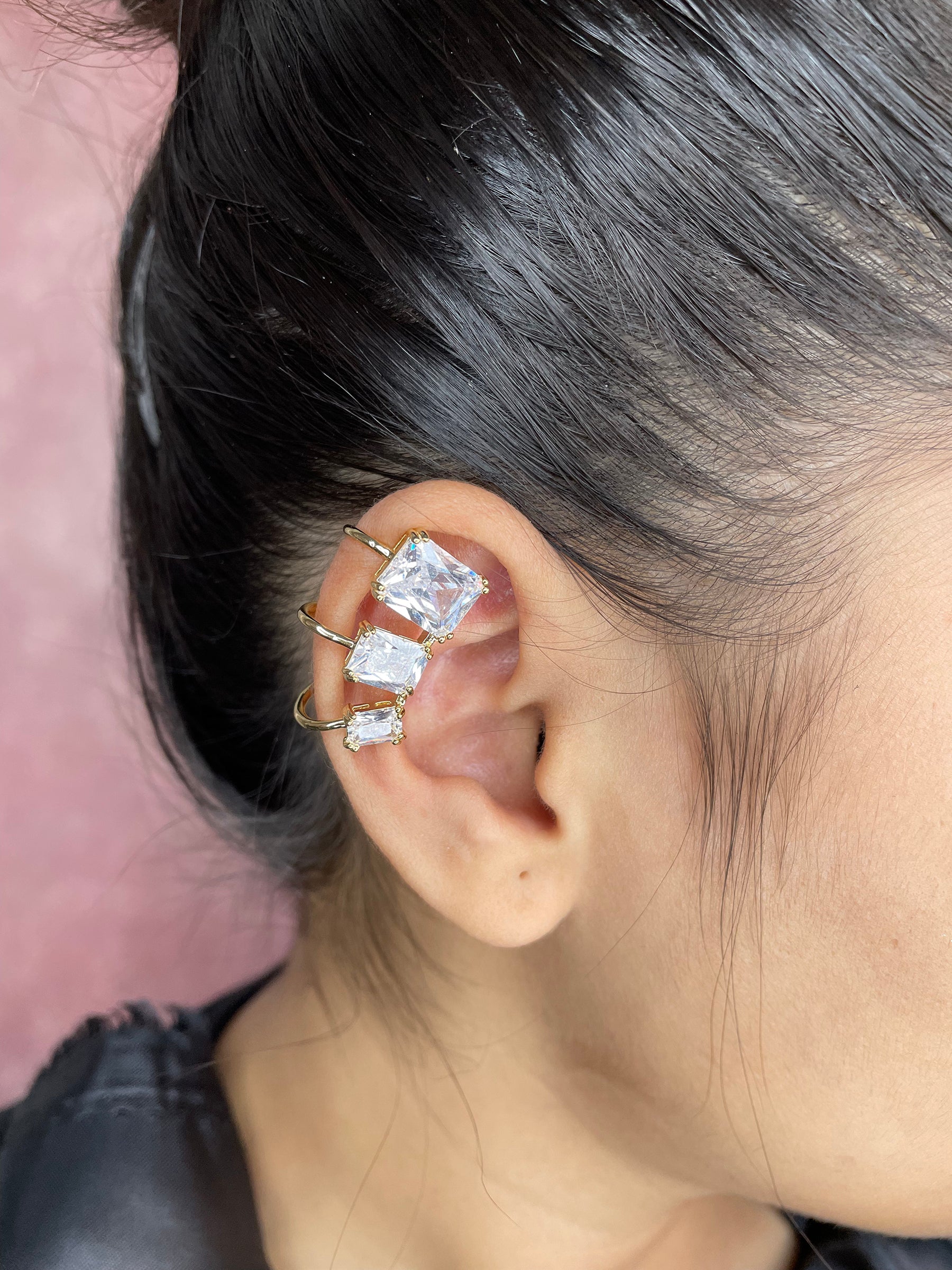 Baguette Solitaire CZ Silver Anti Tarnish Single Ear Cuff Earring Bulk