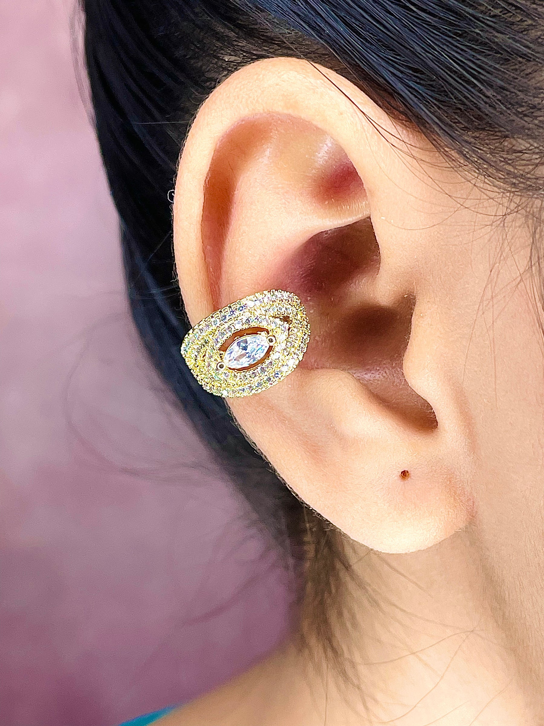 Evil Eye CZ 18K Gold Anti Tarnish Single Ear Cuff Earring Bulk Main image