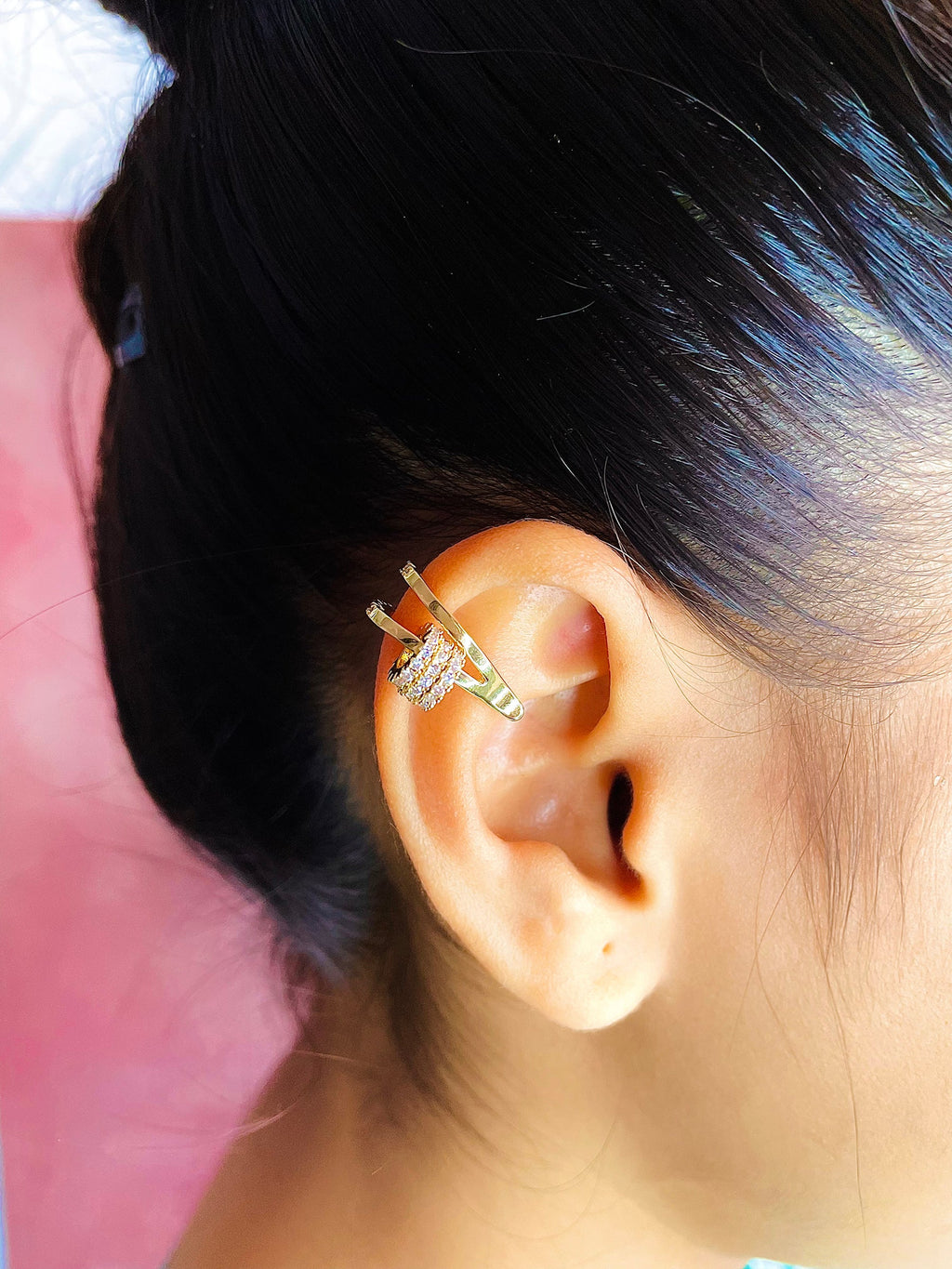 Joint Ring CZ 18K Gold Anti Tarnish Single Ear Cuff Earring Bulk